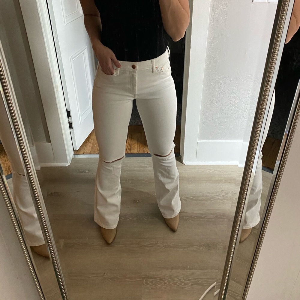 High rise flare leg jean